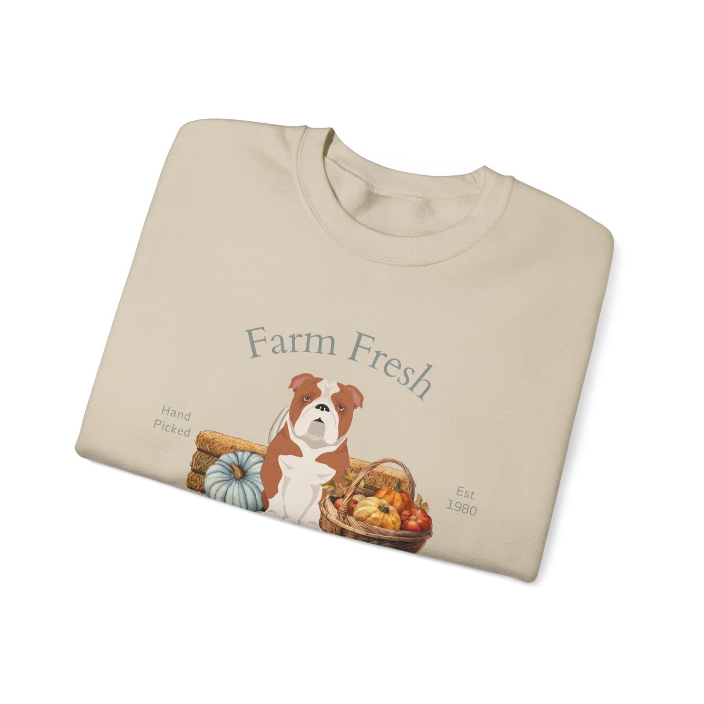 Bulldog Dog Fall Farm Fresh Unisex Heavy Blend Crewneck Sweatshirt
