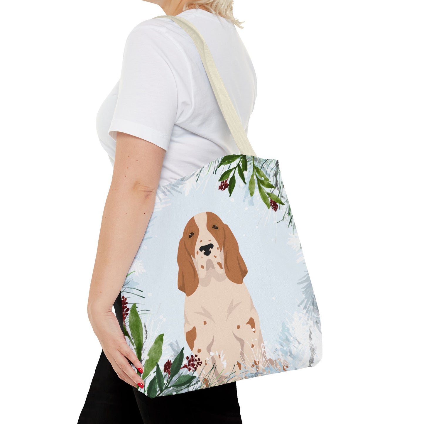 Bracco Italiano Dog Christmas Holiday Tote Bag 16x16