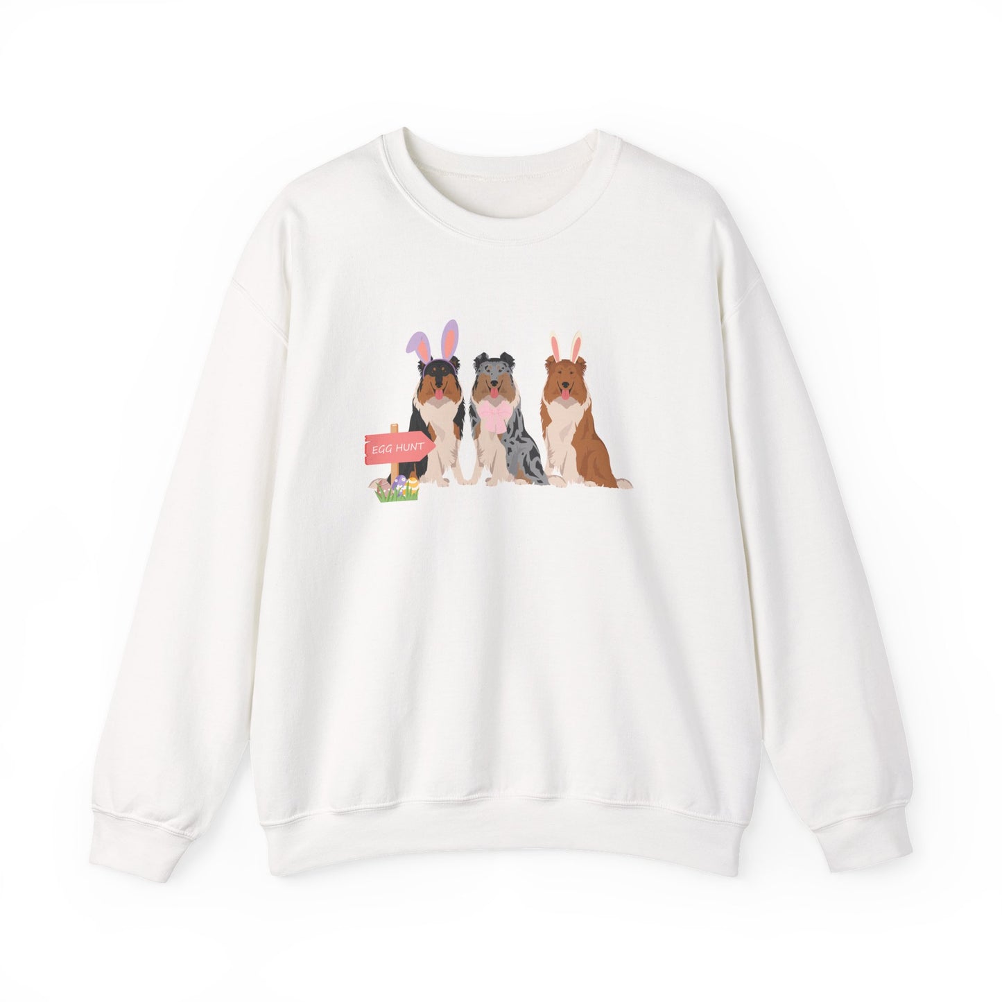 Collie Dog Easter Unisex Heavy Blend Crewneck Sweatshirt, easter, Cute Dog Mom Gift