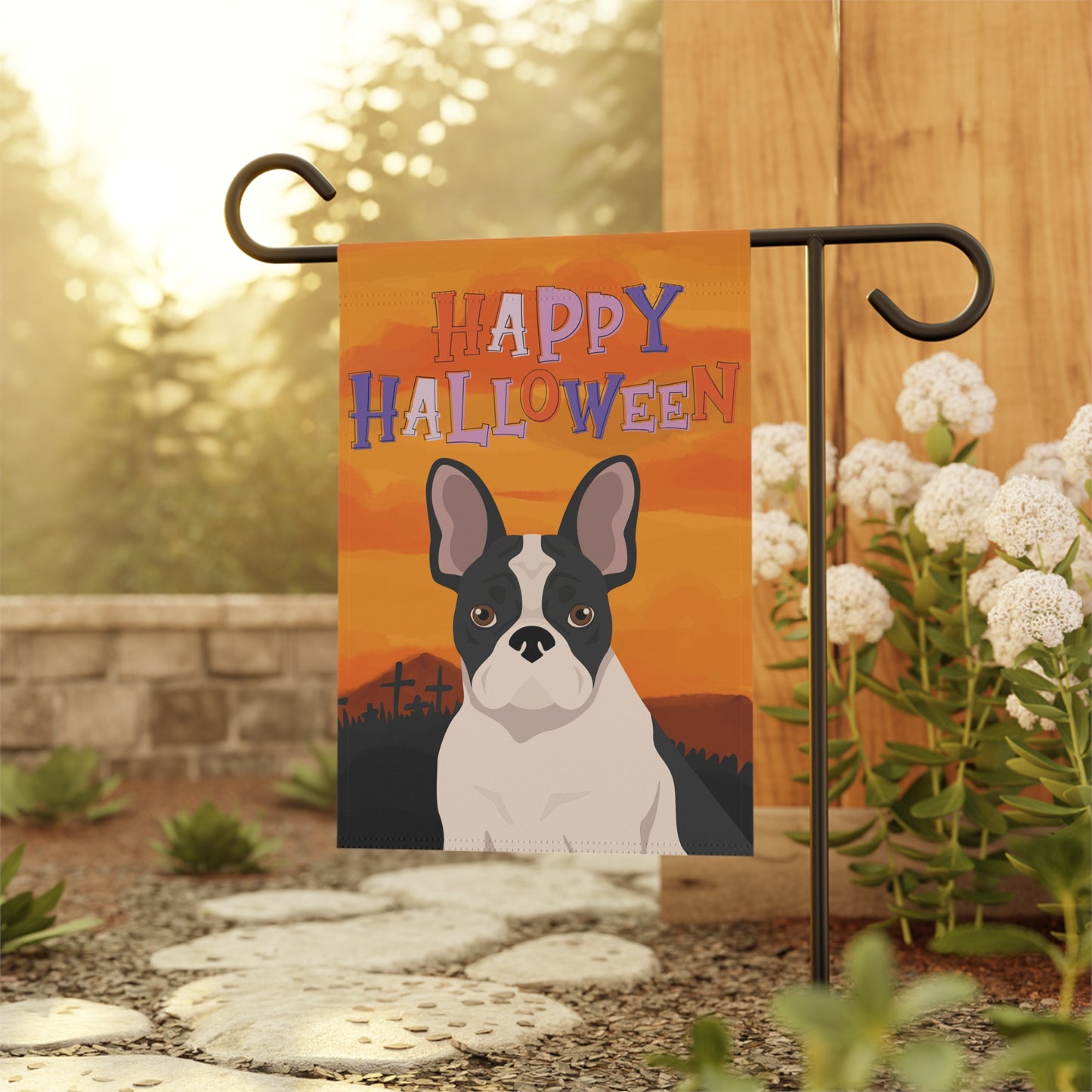 French Bulldog Dog Halloween Garden Flag