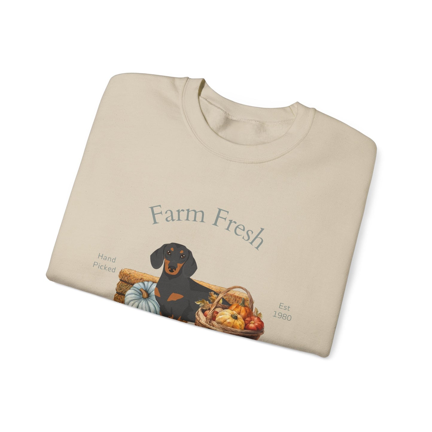Dachshund Dog Fall Farm Fresh Unisex Heavy Blend Crewneck Sweatshirt