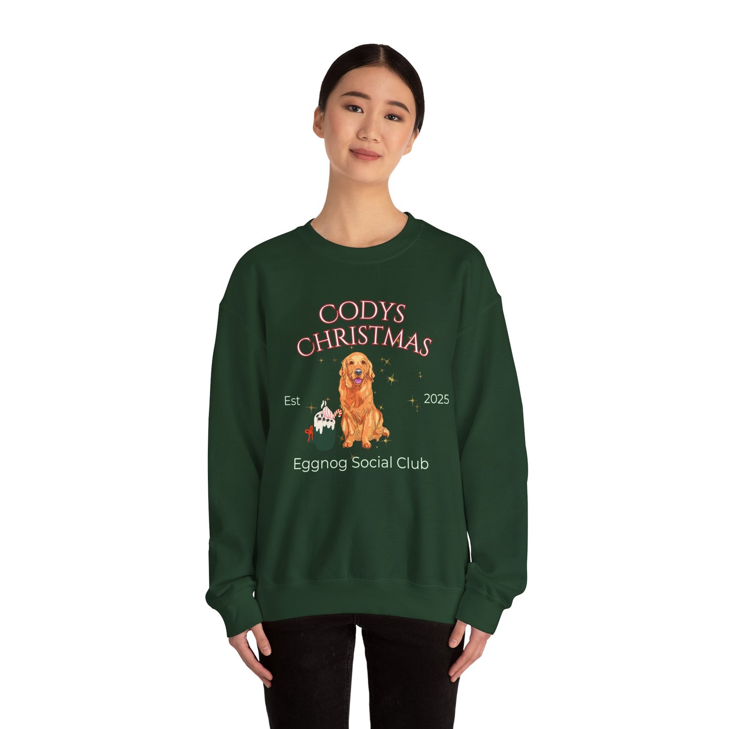 Golden Retriever Dog Christmas Social Club Unisex Heavy Blend Crewneck Sweatshirt Custom Name