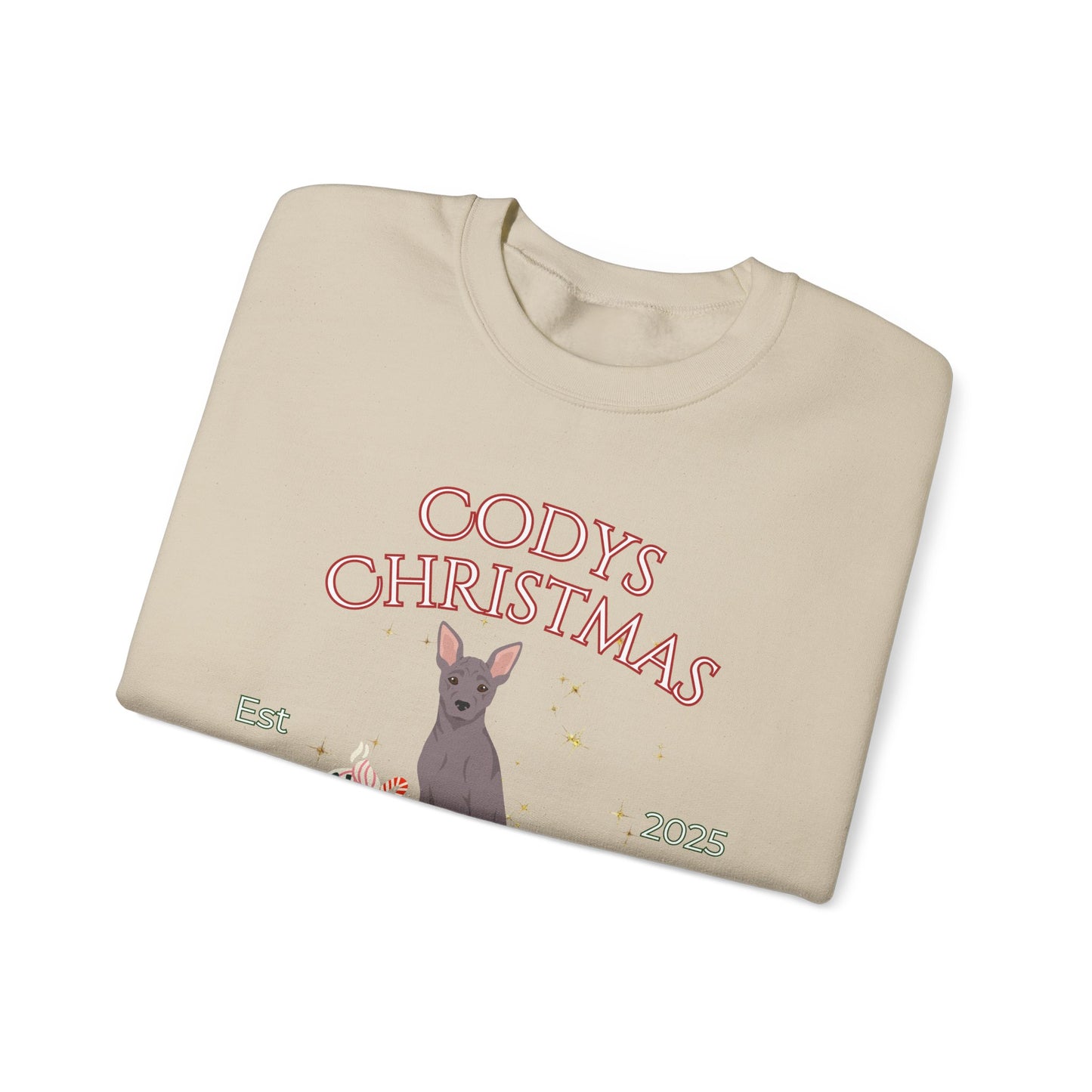 American Hairless Terrier Dog Christmas Social Club Unisex Heavy Blend Crewneck Sweatshirt Custom Name