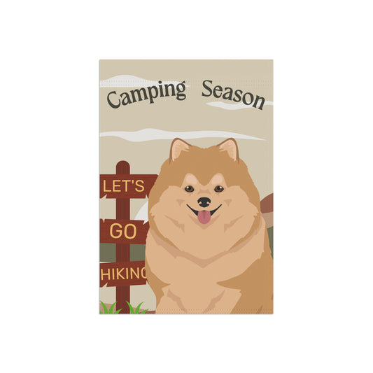 Pomeranian Dog Camping Garden Flag