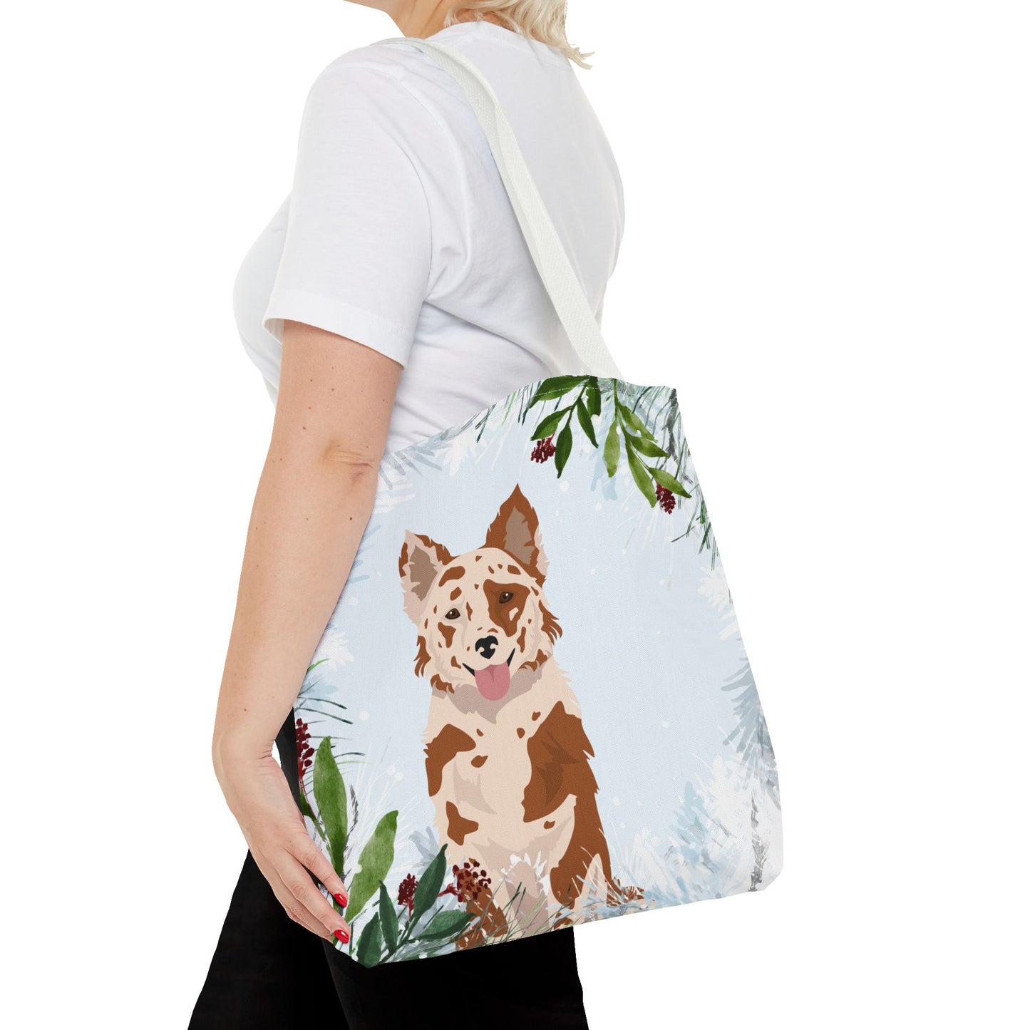 Mudi Dog Christmas Holiday Tote Bag 16x16