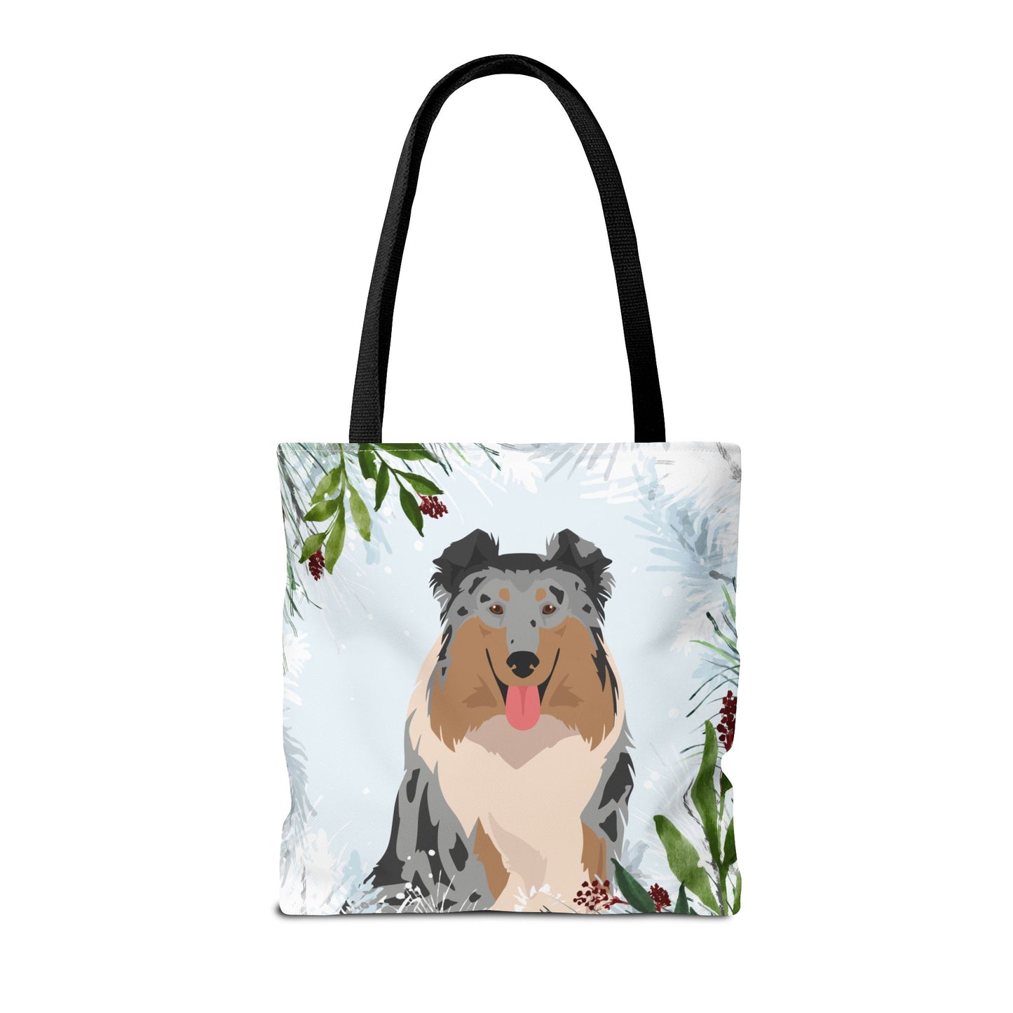 Collie Dog Christmas Holiday Tote Bag 16x16