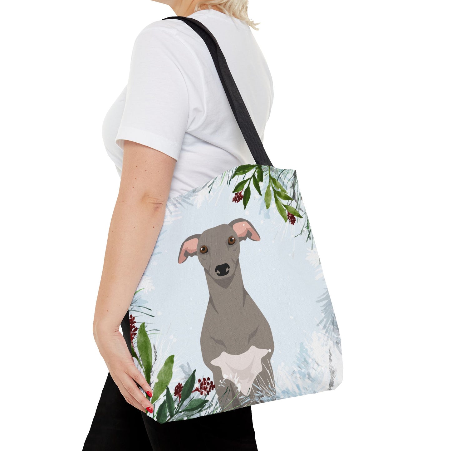 Whippet Dog Christmas Holiday Tote Bag 16x16