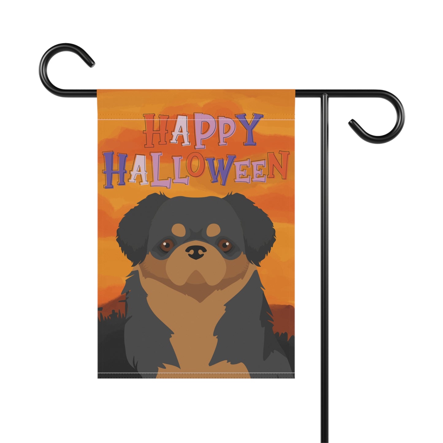 Tibetan Spaniel Dog Halloween Garden Flag