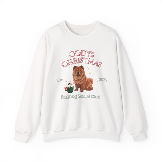 Chow Chow Dog Christmas Social Club Unisex Heavy Blend Crewneck Sweatshirt Custom Name