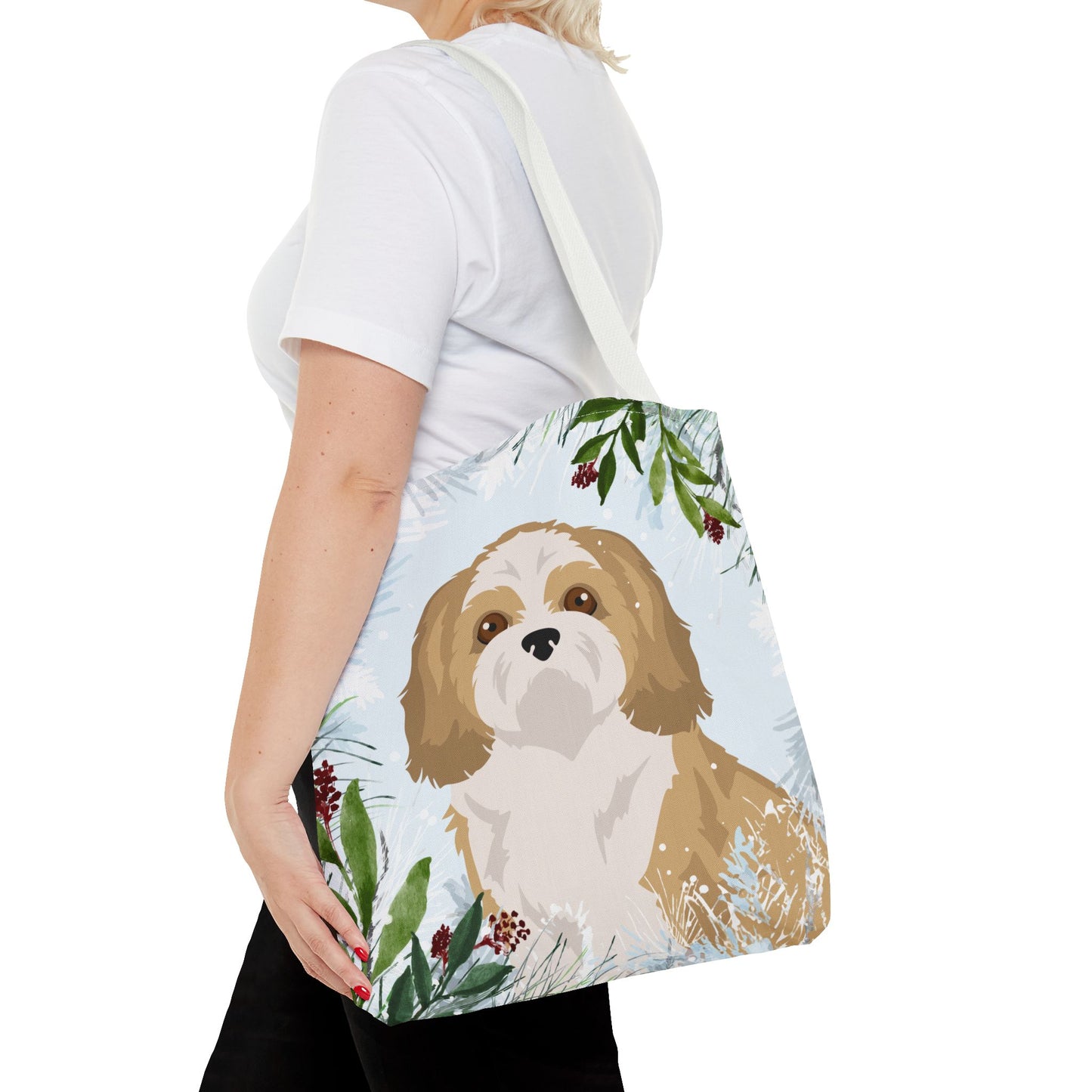 Shih Tzu Dog Christmas Holiday Tote Bag 16x16