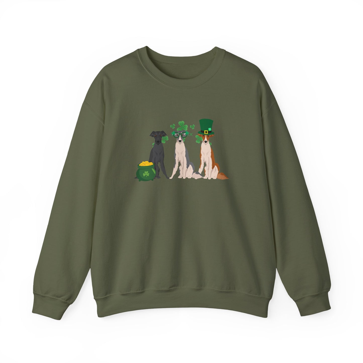 Silken Windhound Dog St Patricks Day Unisex Heavy Blend Crewneck Sweatshirt, St Pattys day, Cute Dog Mom Gift