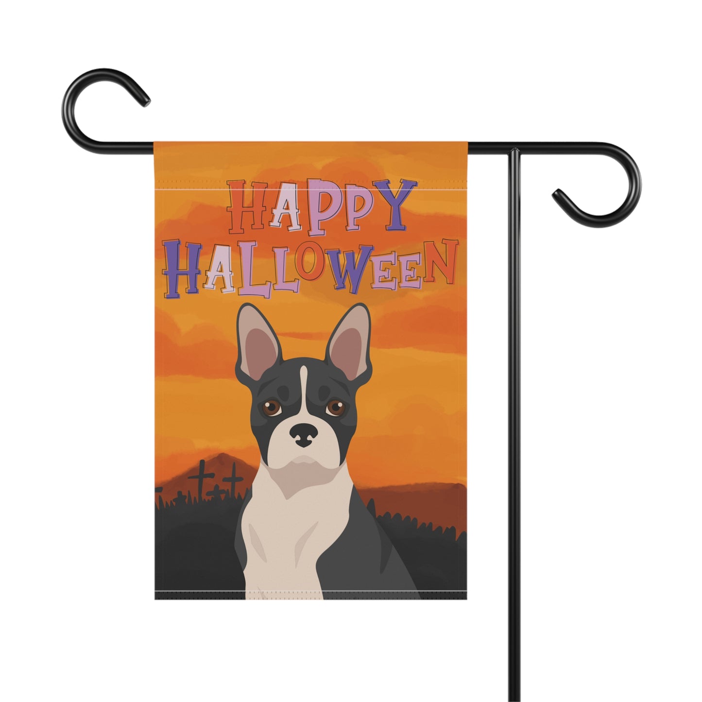 Boston Terrier Dog Halloween Garden Flag