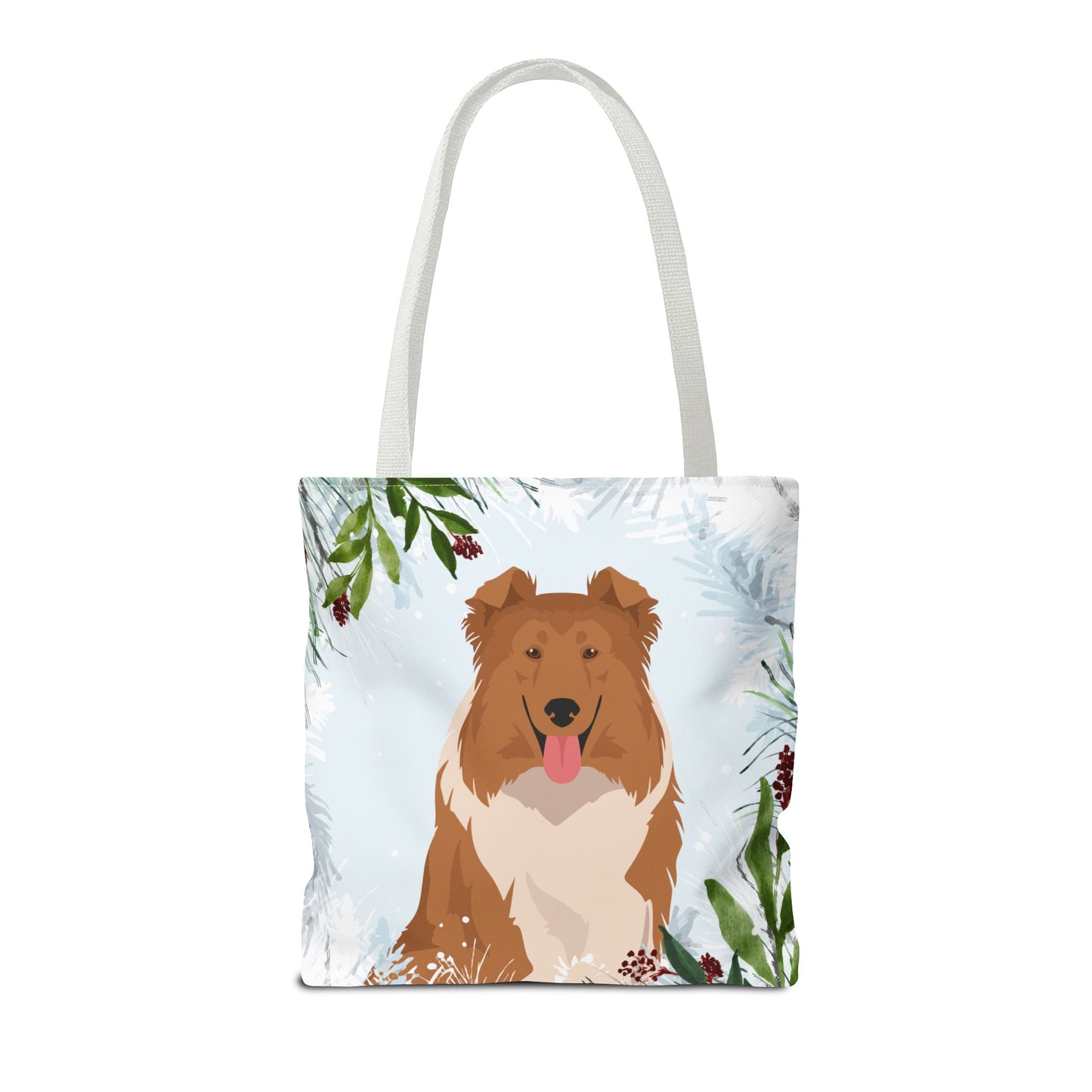 Collie Dog Christmas Holiday Tote Bag 16x16