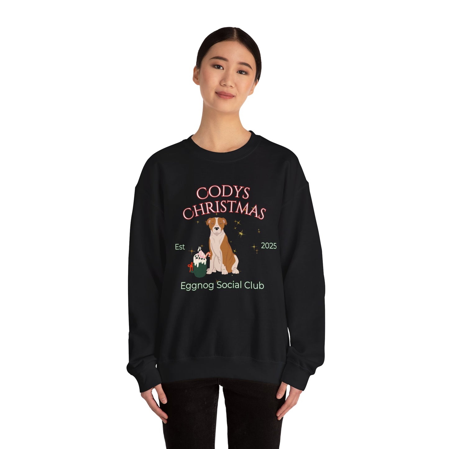 American Staffordshire Terrier Dog Christmas Social Club Unisex Heavy Blend Crewneck Sweatshirt Custom Name