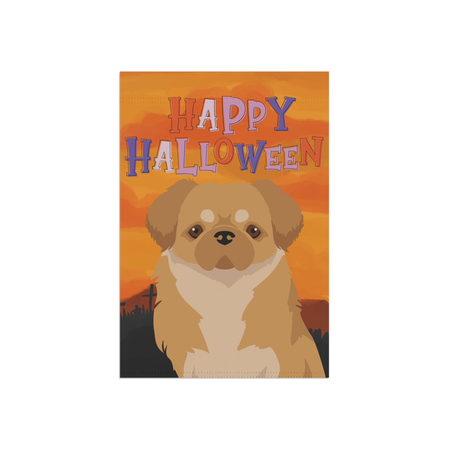 Tibetan Spaniel Dog Halloween Garden Flag