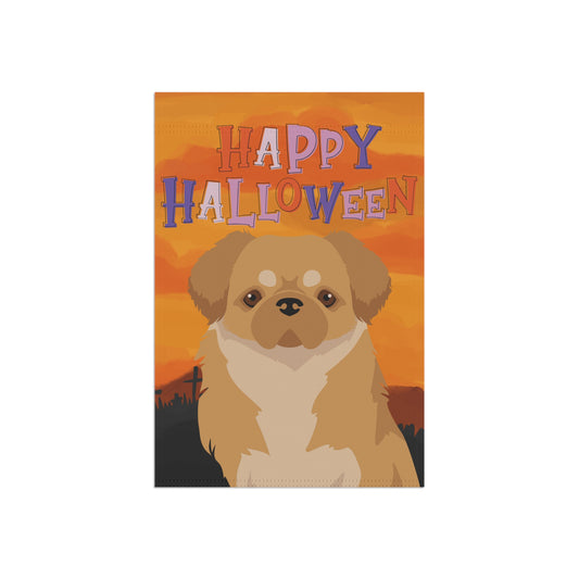 Tibetan Spaniel Dog Halloween Garden Flag