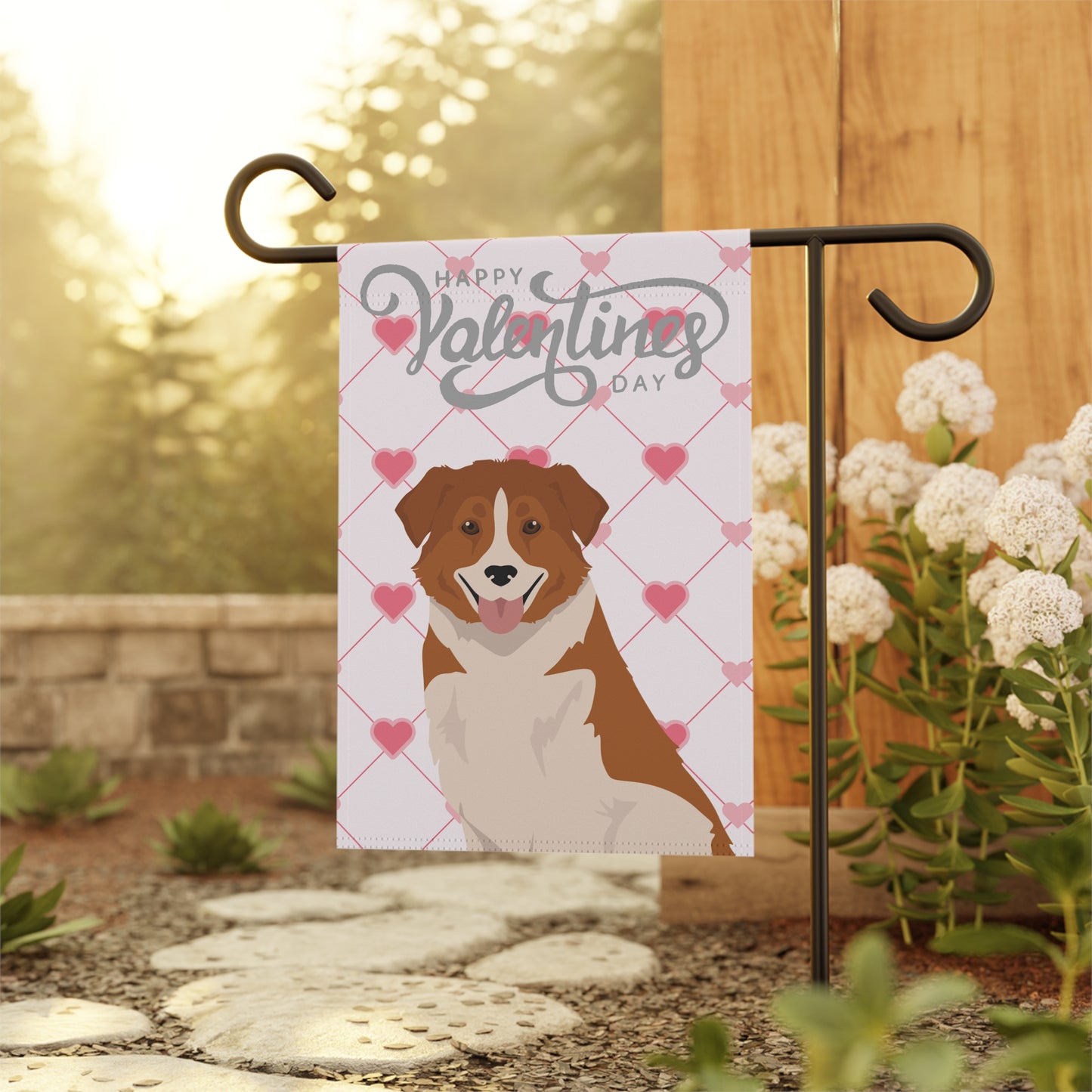 Aidi Dog Valentines Day Garden Flag