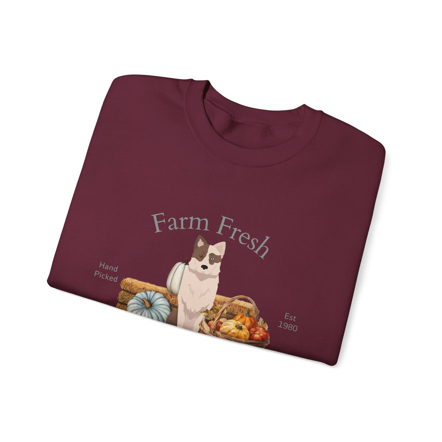 Yakutian Laika Dog Fall Farm Fresh Unisex Heavy Blend Crewneck Sweatshirt