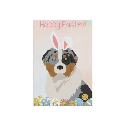 Australian Shepherd Dog Happy Easter Garden Flag