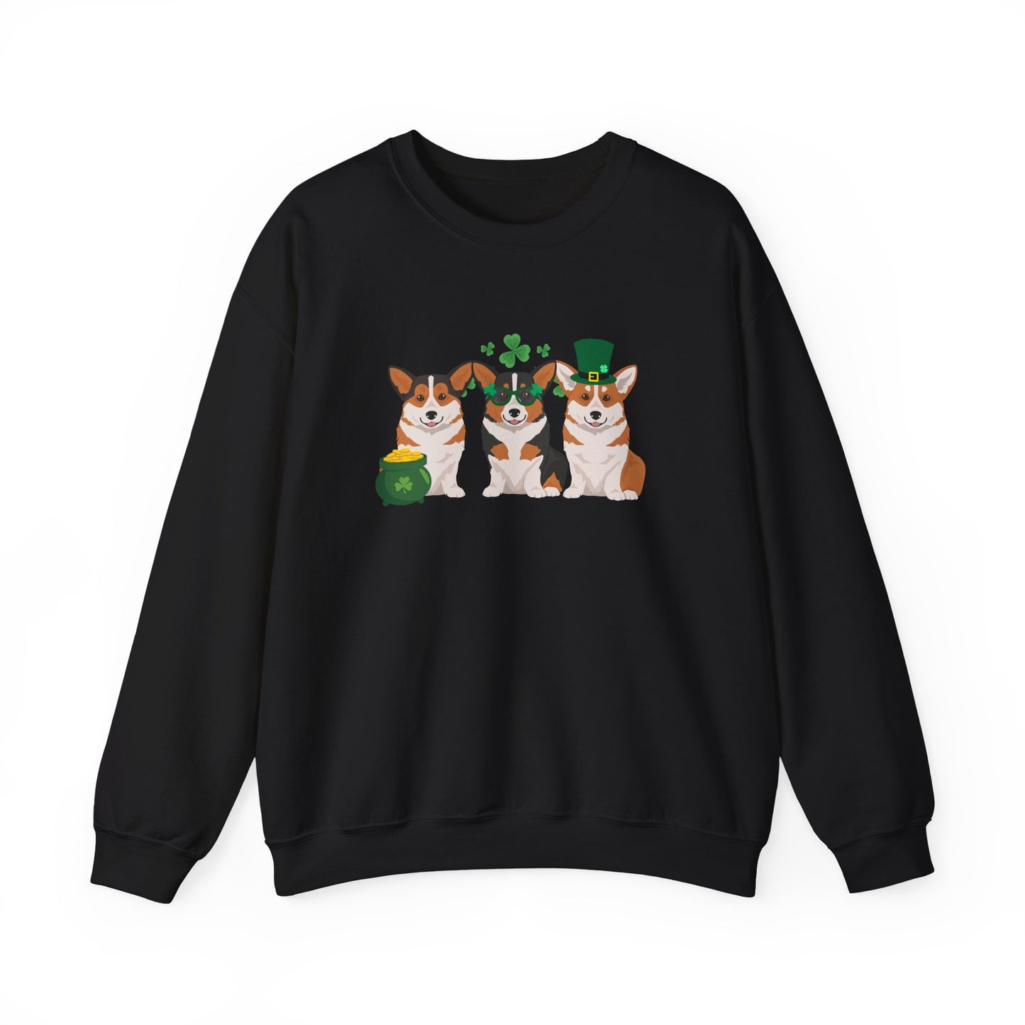 Pembroke Welsh Corgi Dog St Patricks Day Unisex Heavy Blend Crewneck Sweatshirt, St Pattys day, Cute Dog Mom Gift
