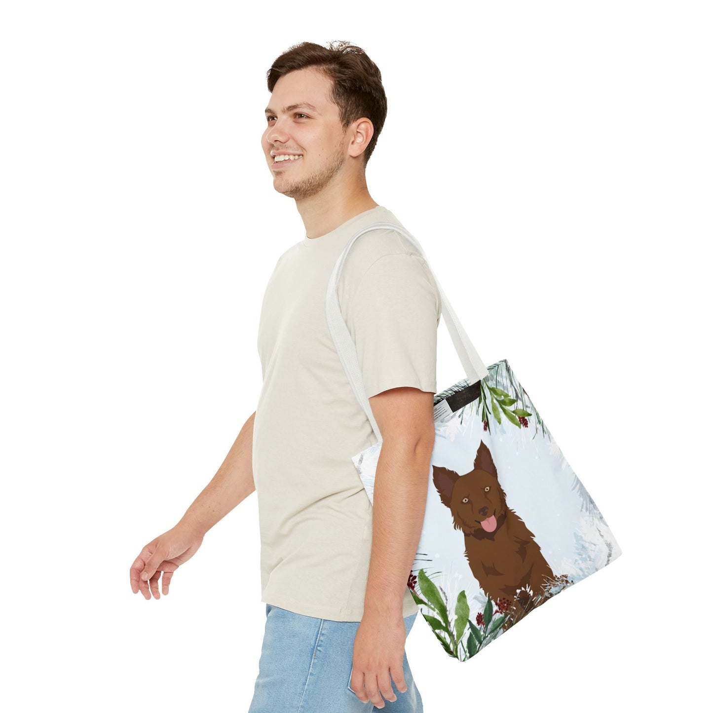 Mudi Dog Christmas Holiday Tote Bag 16x16