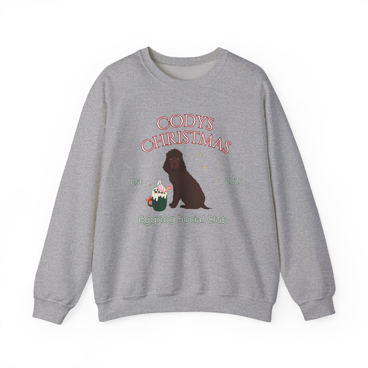 Irish Water Spaniel Dog Christmas Social Club Unisex Heavy Blend Crewneck Sweatshirt Custom Name