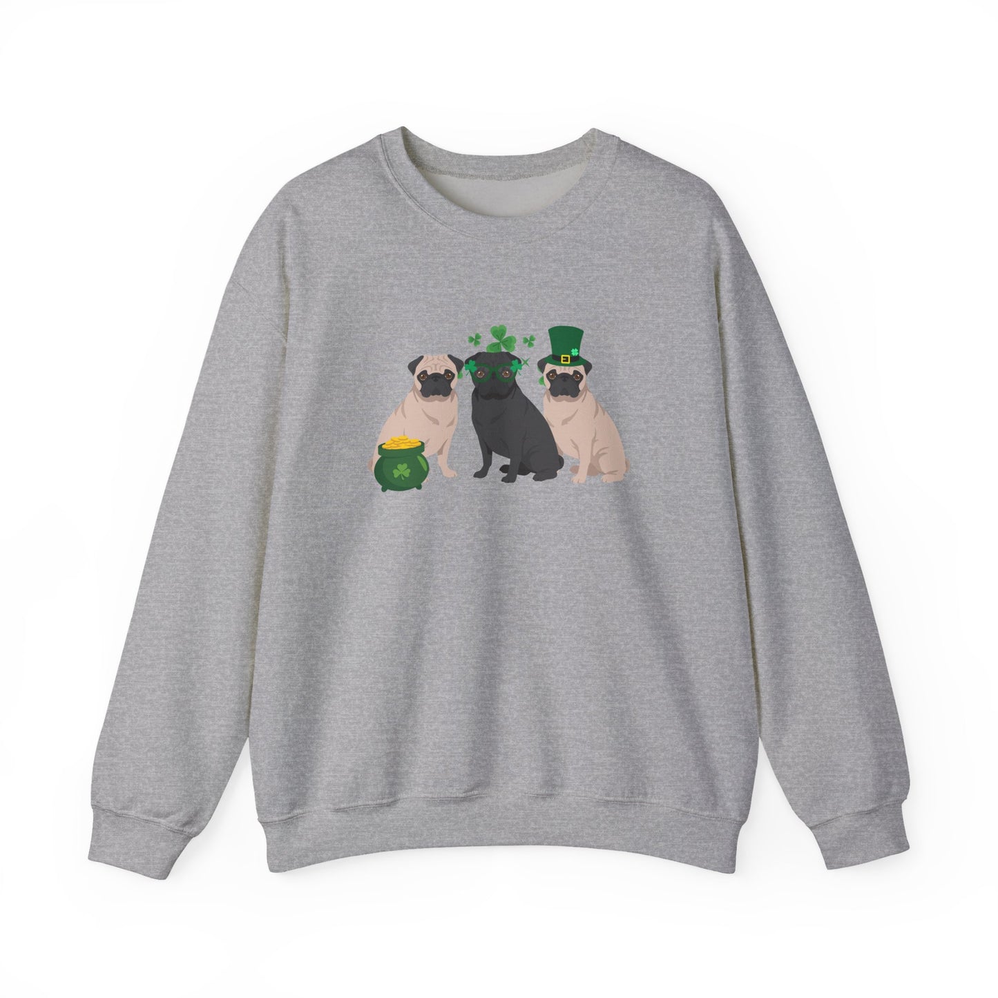 Pug Dog St Patricks Day Unisex Heavy Blend Crewneck Sweatshirt, St Pattys day, Cute Dog Mom Gift