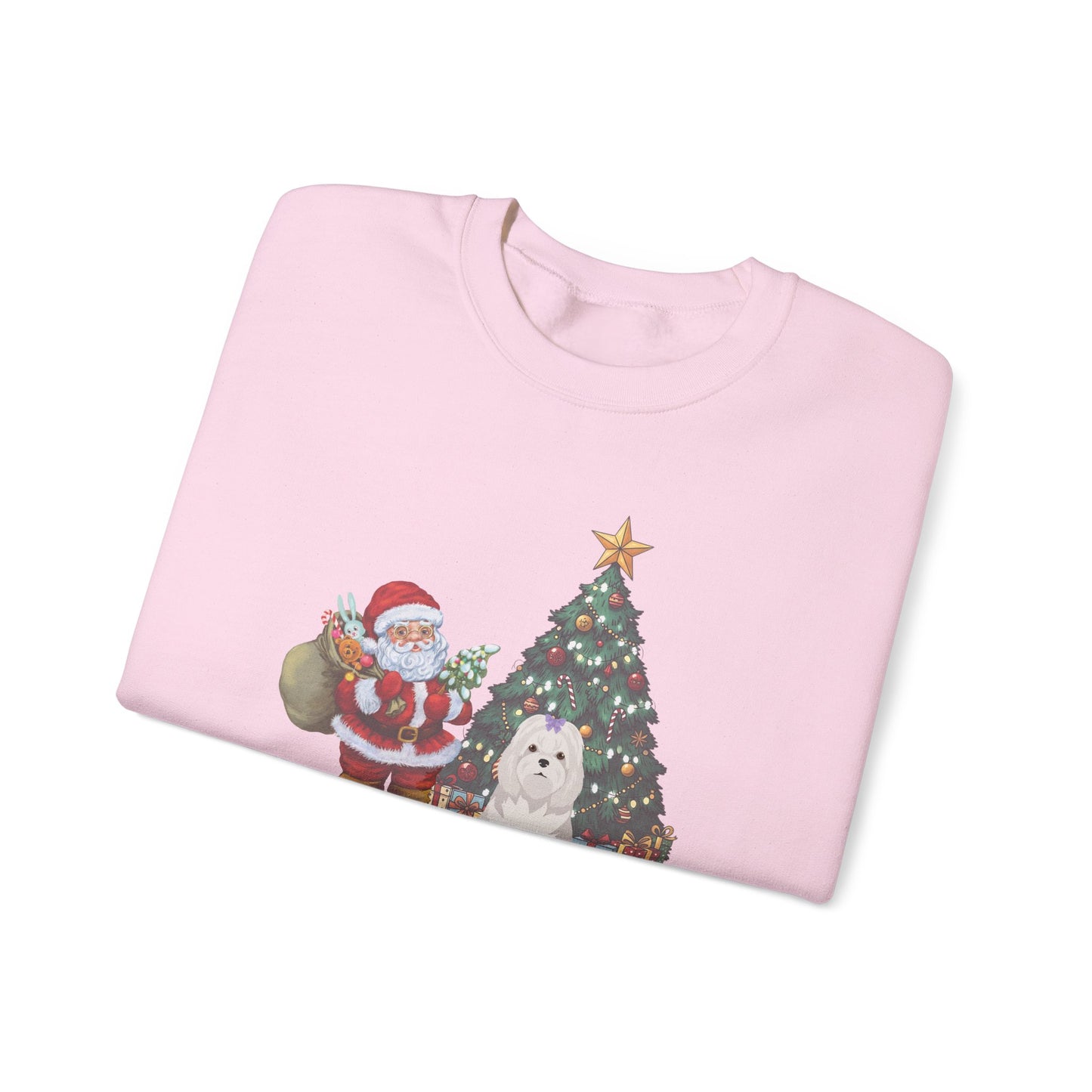 Maltese Dog Santa's Little Helper Unisex Heavy Blend Crewneck Sweatshirt