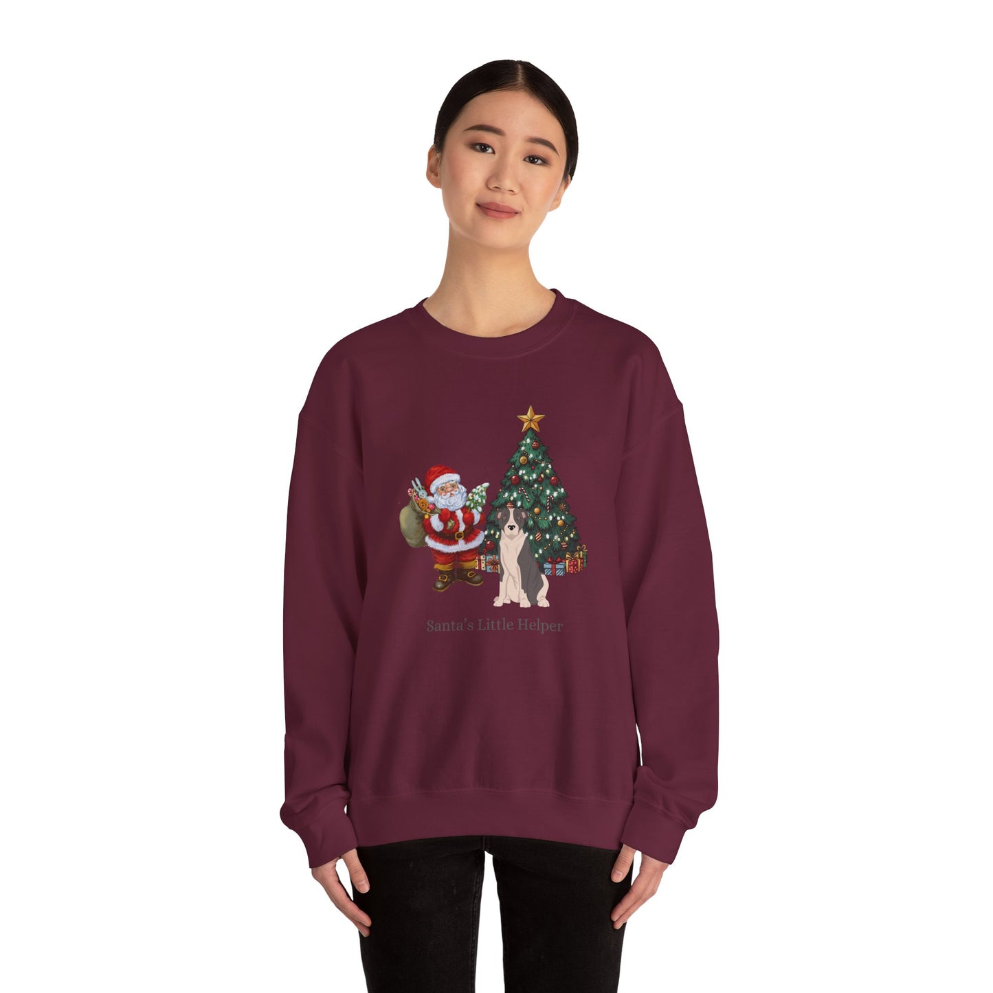 American Staffordshire Terrier Dog Santa's Little Helper Unisex Heavy Blend Crewneck Sweatshirt