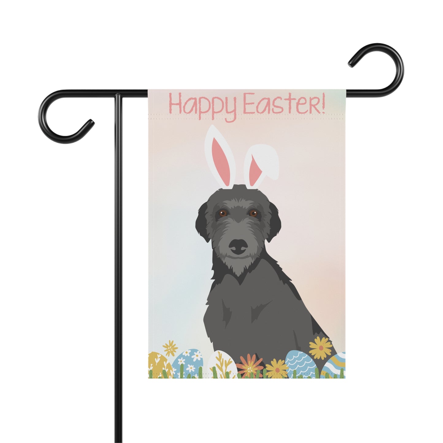 Scottish Deerhound Dog Happy Easter Garden Flag