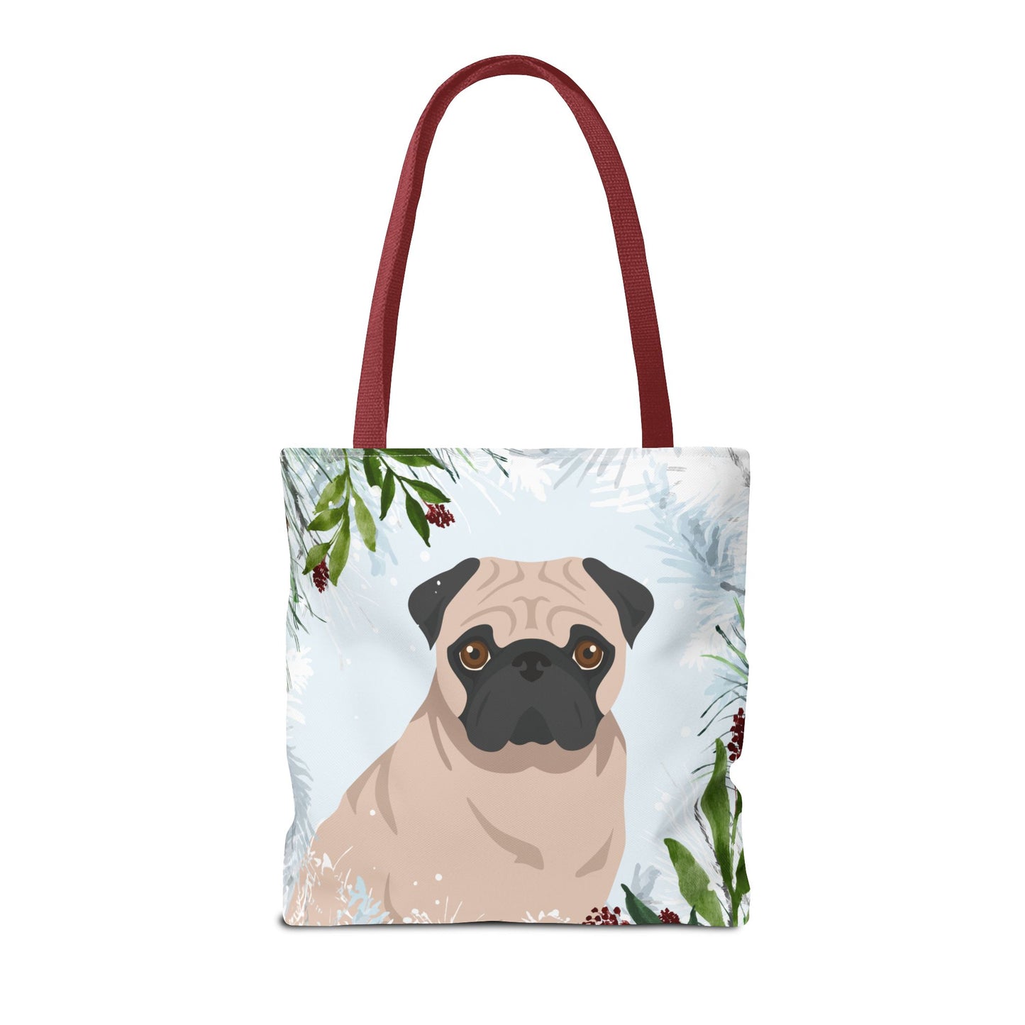 Pug Dog Christmas Holiday Tote Bag 16x16