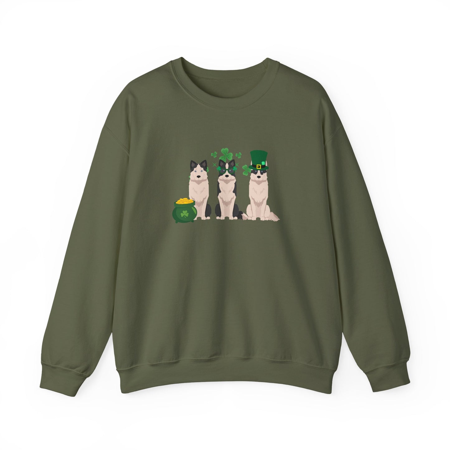 Yakutian Laika Dog St Patricks Day Unisex Heavy Blend Crewneck Sweatshirt, St Pattys day, Cute Dog Mom Gift