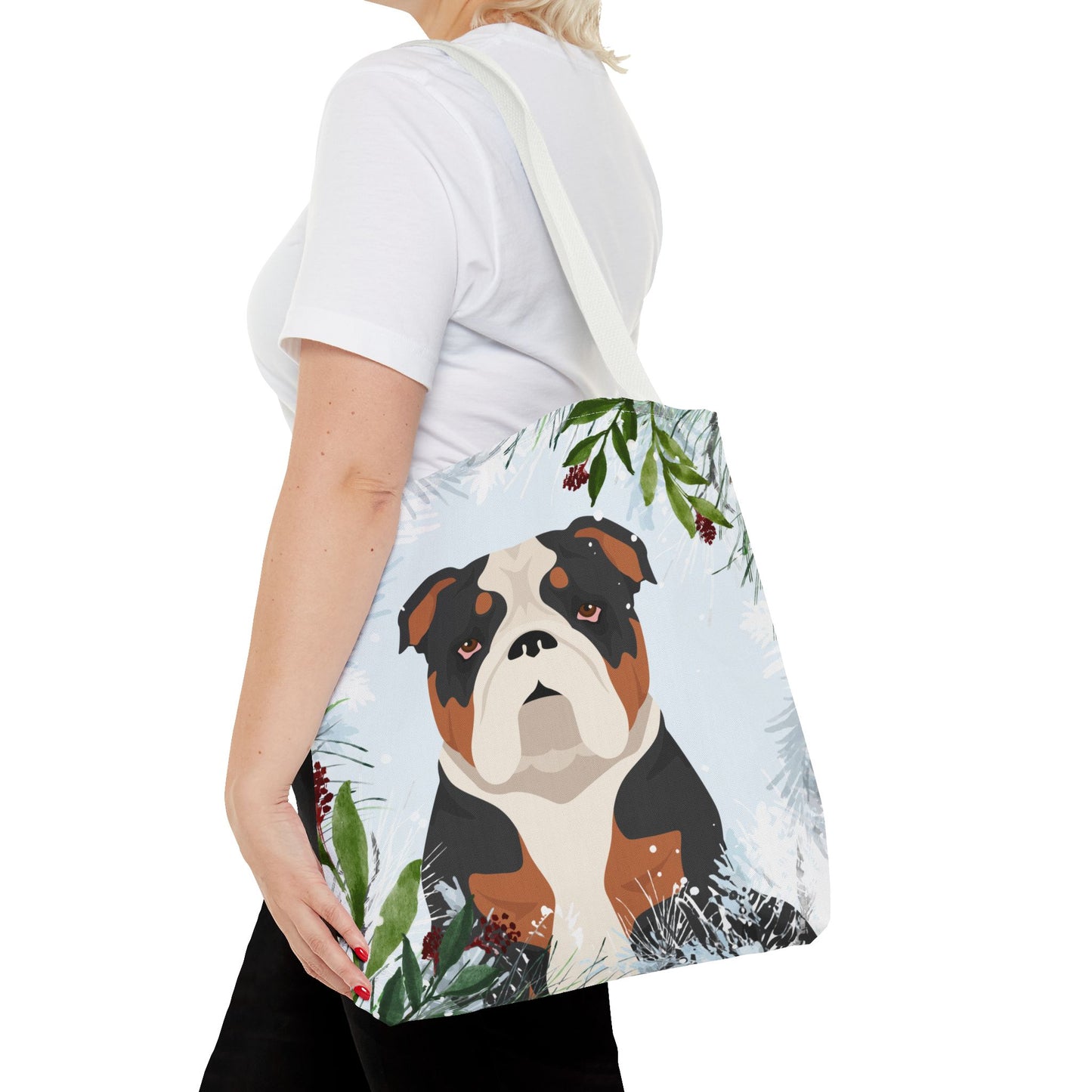 Bulldog Dog Christmas Holiday Tote Bag 16x16