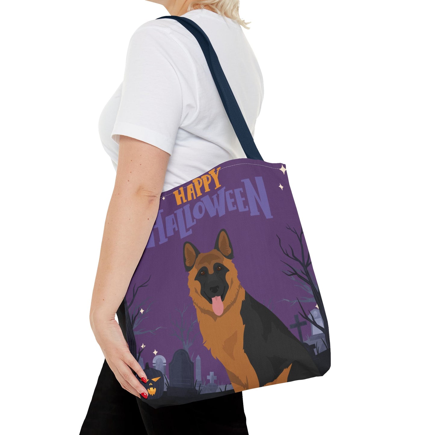 German Shepherd Dog Happy Halloween Tote Bag 16x16