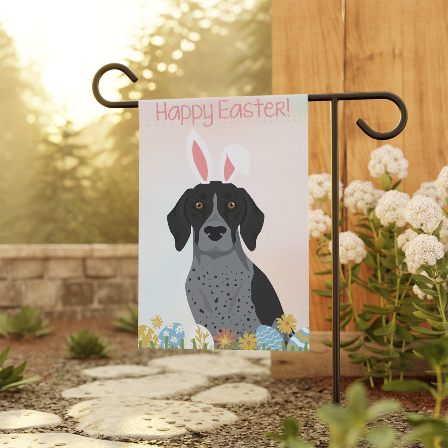 German Shorthaired Pointer Dog Happy Easter Garden Flag