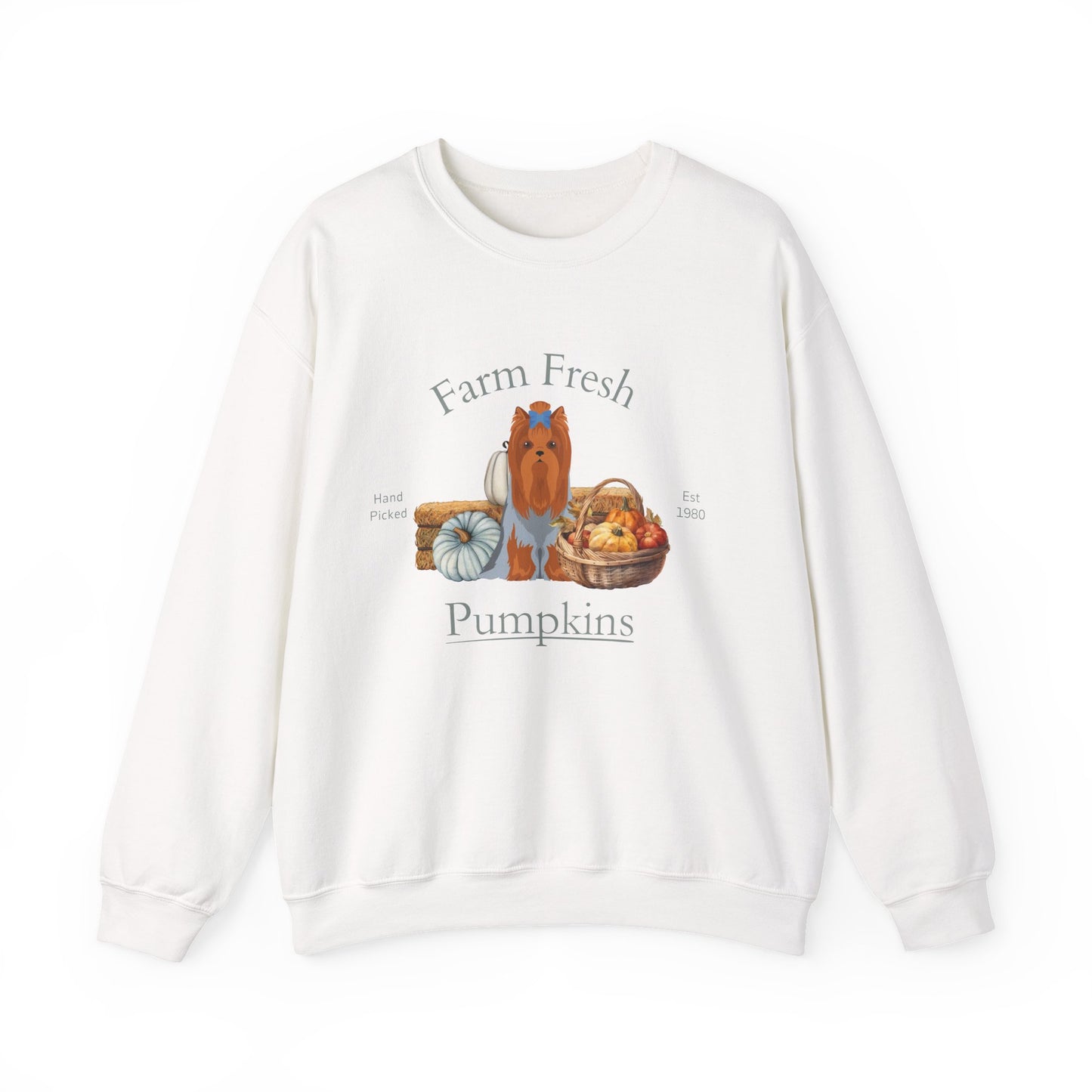 Yorkshire Terrier Dog Fall Farm Fresh Unisex Heavy Blend Crewneck Sweatshirt