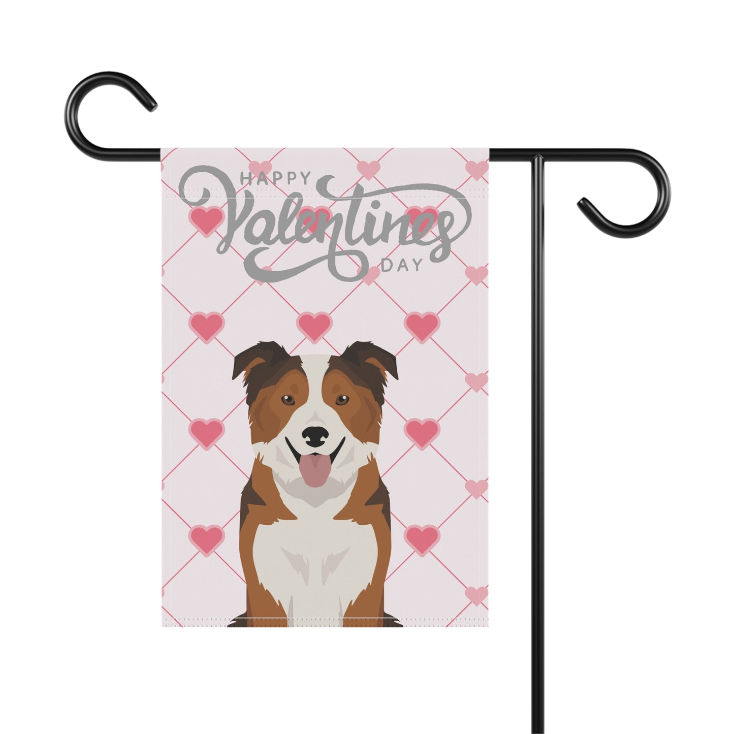 Border Collie Dog Valentines Day Garden Flag