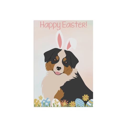 Mini American Shepherd Dog Happy Easter Garden Flag