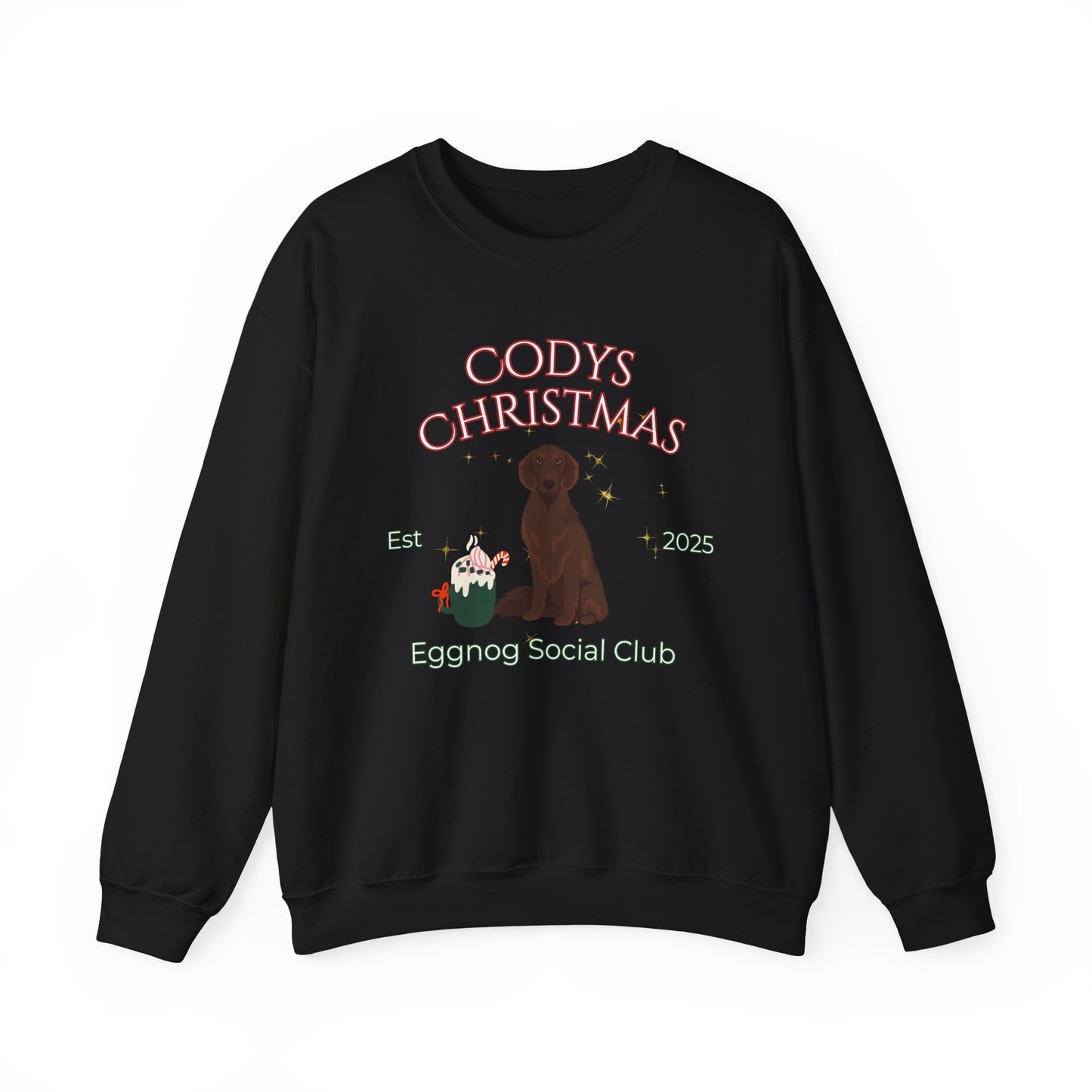 Flat Coated Retriever Dog Christmas Social Club Unisex Heavy Blend Crewneck Sweatshirt Custom Name