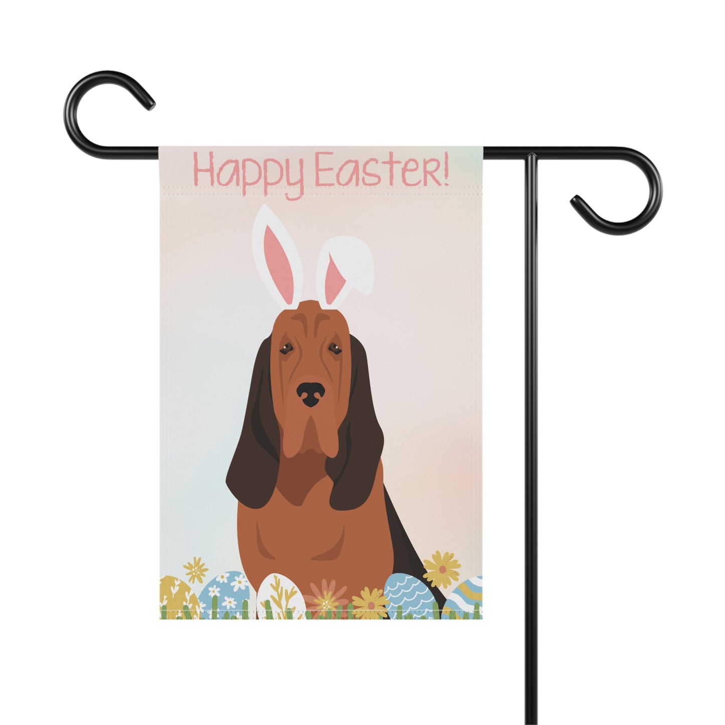 Bloodhound Dog Happy Easter Garden Flag