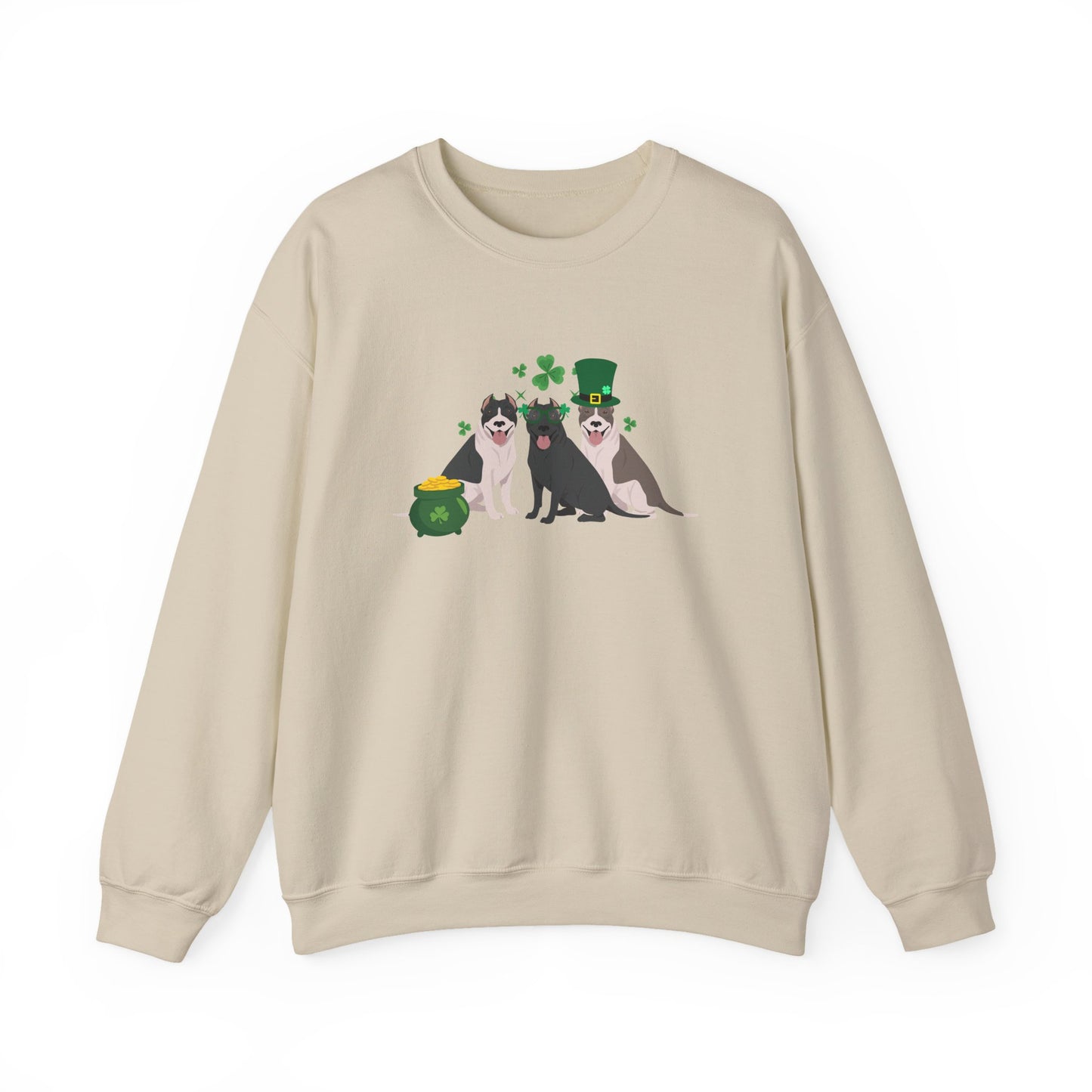 Pit Bull Terrier Dog St Patricks Day Unisex Heavy Blend Crewneck Sweatshirt, St Pattys day, Cute Dog Mom Gift