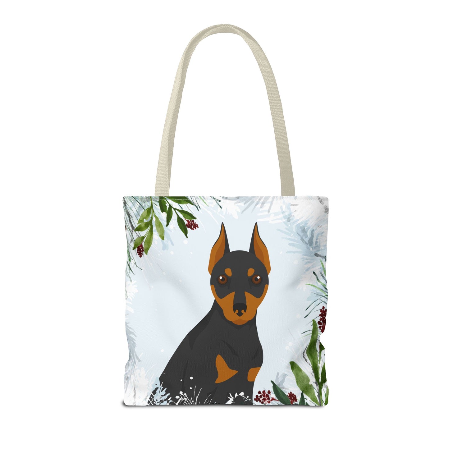 Miniature Pinscher Dog Christmas Holiday Tote Bag 16x16