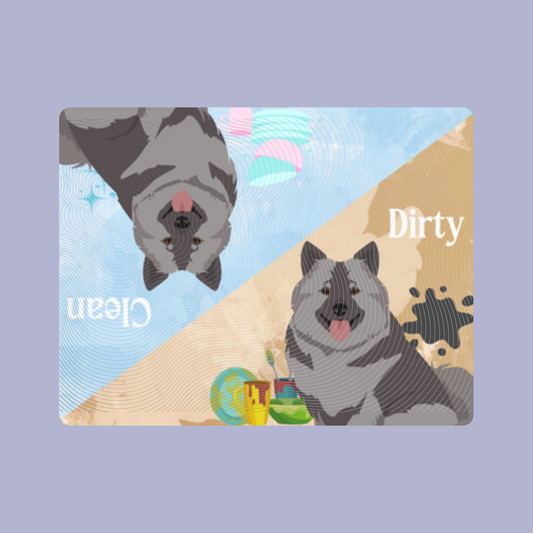Keeshond Dog Clean & Dirty Fridge Magnet Set 3 Pack