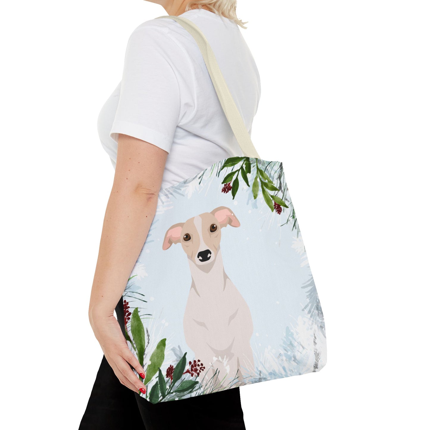 Whippet Dog Christmas Holiday Tote Bag 16x16