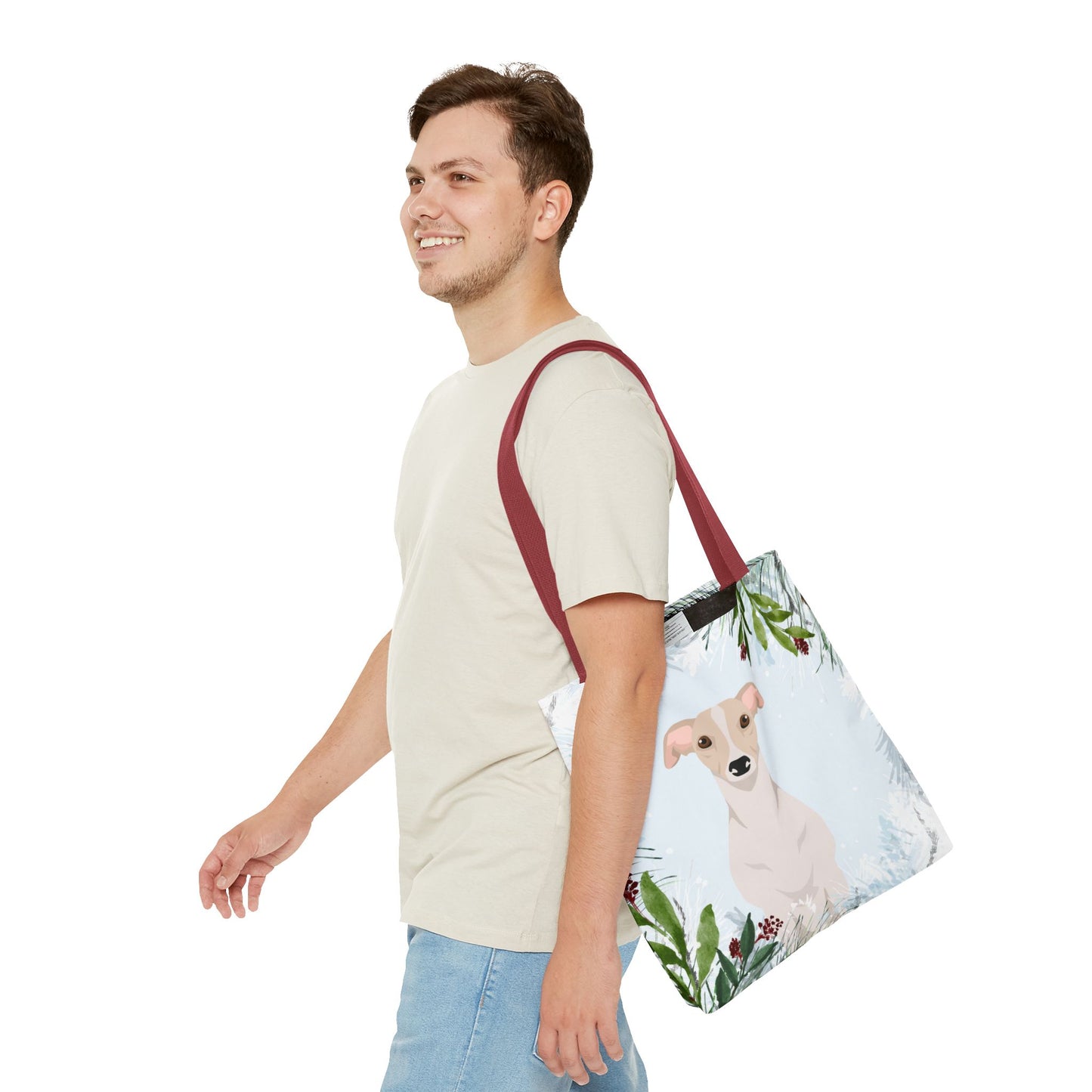 Whippet Dog Christmas Holiday Tote Bag 16x16