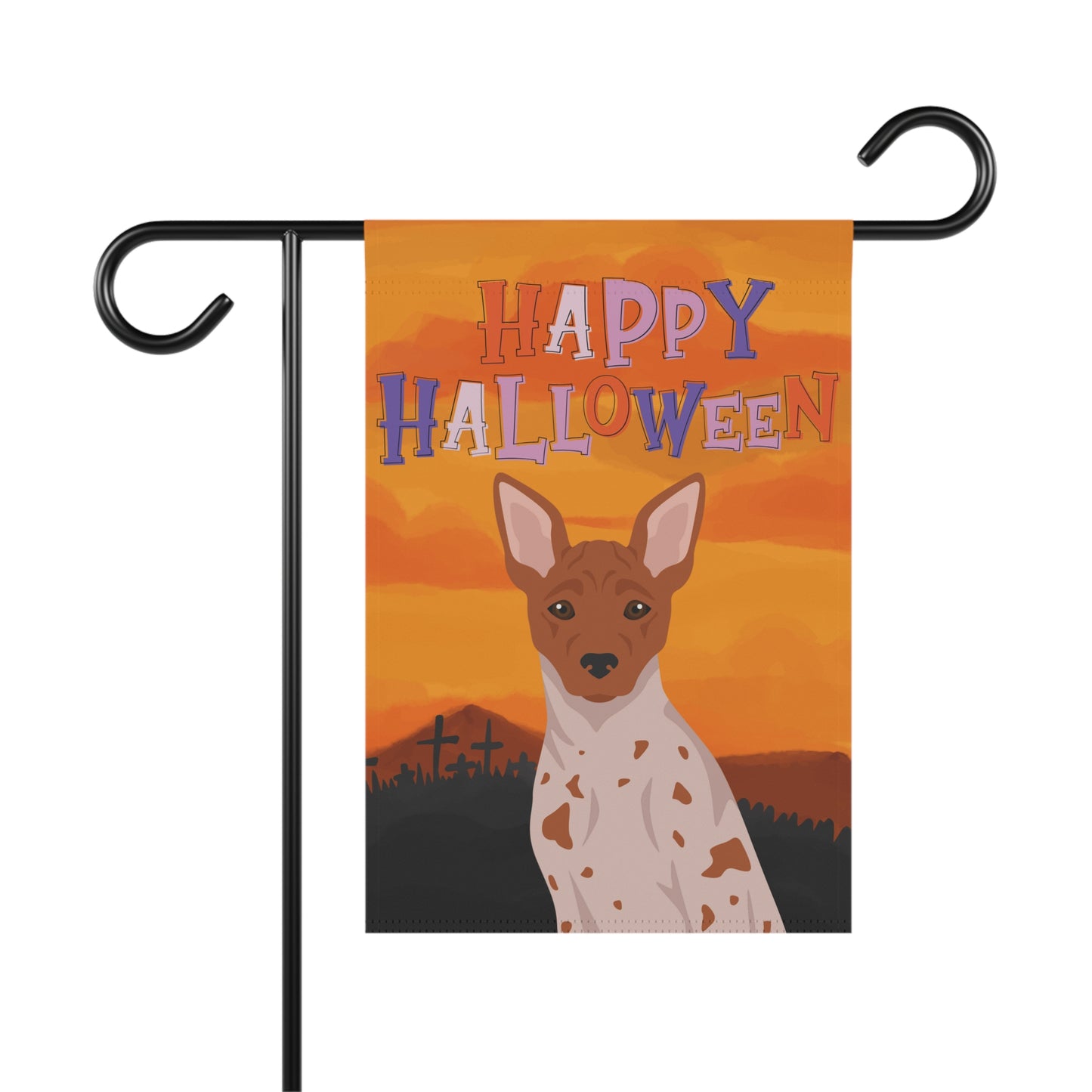 American Hairless Terrier Dog Halloween Garden Flag