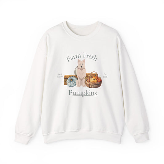 Yakutian Laika Dog Fall Farm Fresh Unisex Heavy Blend Crewneck Sweatshirt