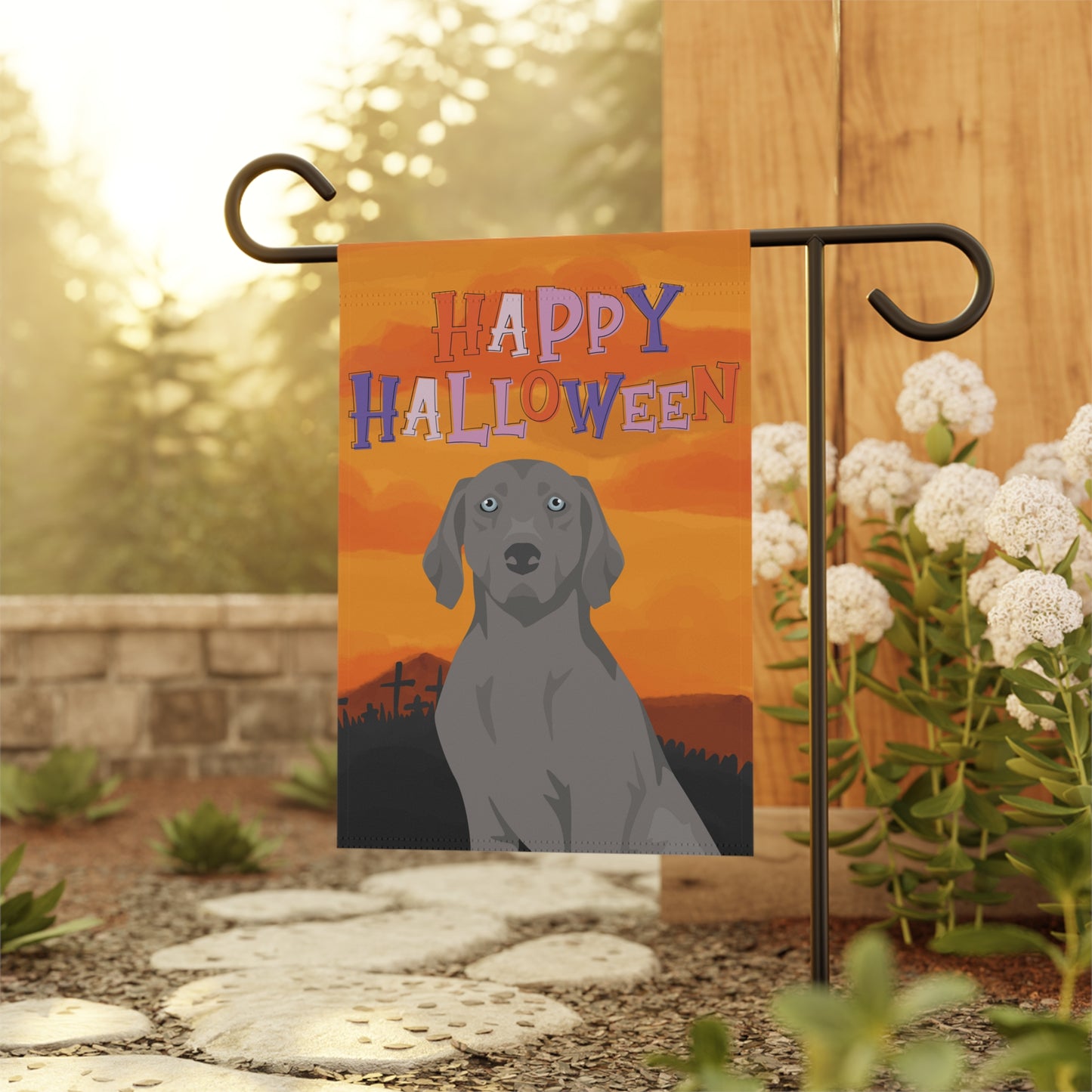 Weimaraner Dog Halloween Garden Flag