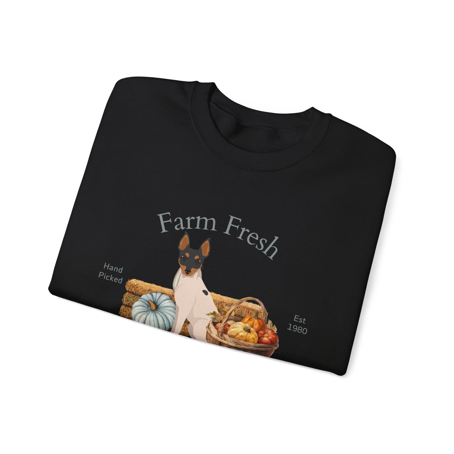 Toy Fox Terrier Dog Fall Farm Fresh Unisex Heavy Blend Crewneck Sweatshirt