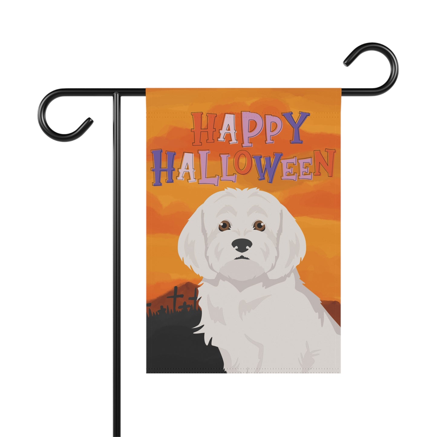 Maltese Dog Halloween Garden Flag
